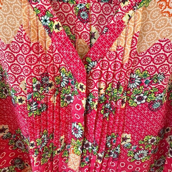 Daniel Rainn Woman’s Tank Top Blouse Pink Pintuck Front Floral Boho Size Small‎ - Picture 3 of 10